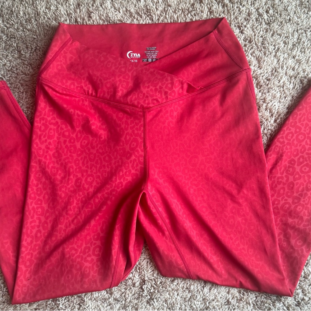 ZYIA Red Performance Leggings with Wide Waistband